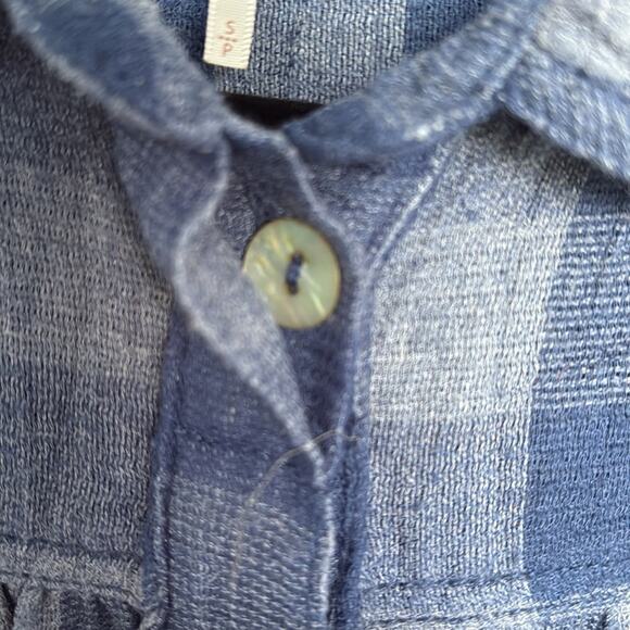 Free People Hey There Sunrise Button Up Shirt, Blue Checkered Dip Dye, Size S - Picture 5 of 8